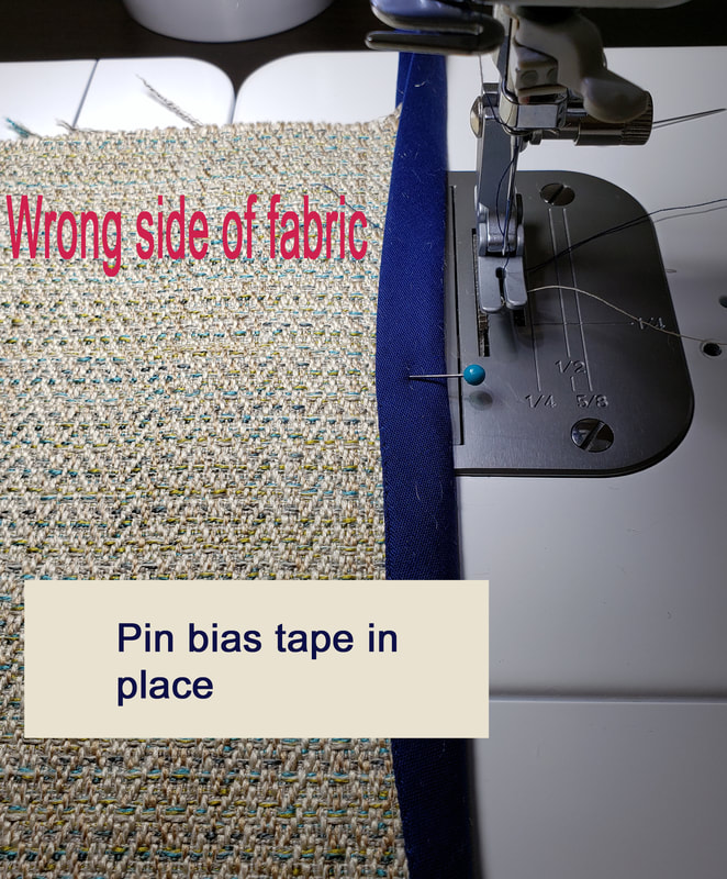 Fold Bias Tape to wrong side of fabric